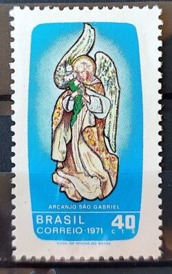 C 709 Selo Dia de Sao Gabriel Comunicacao Religiao Arte 1971 1
