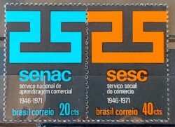 C 715 Selo 25 Anos do Senac Sesc Educacao Comercio 1971 2