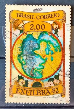 C 752 Selo Exposicao Interamericana de Filatelia Servicos Postais Mapa 1972 Circulado 1