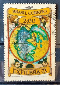C 752 Selo Exposicao Interamericana de Filatelia Servicos Postais Mapa 1972 Circulado 2