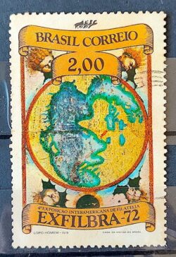 C 752 Selo Exposicao Interamericana de Filatelia Servicos Postais Mapa 1972 Circulado 3