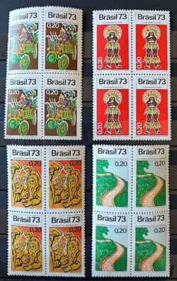 C 785 Selo Acontecimentos Historicos Carreta Indio 1973 Serie Completa Quadra
