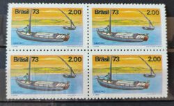 C 822 Selo Embarcacoes Tipicas Brasileiras Barco Navio Saveiro 1973 Quadra