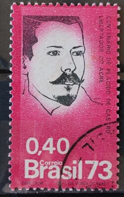 C 824 Selo Centenario Placido de Castro Acre 1973 Circulado 1