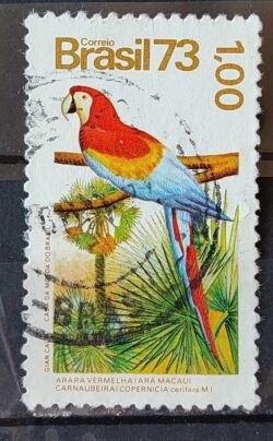 C 827 Selo Flora e Fauna Ave Passaro Arara Carnauba 1973 Circulado 1