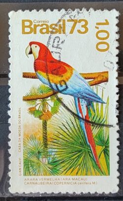 C 827 Selo Flora e Fauna Ave Passaro Arara Carnauba 1973 Circulado 3