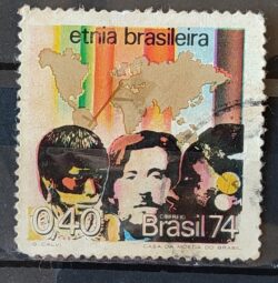 C 840 Selo Formacao da Etnia Brasileira Mapa Indio 1974 Circulado 1