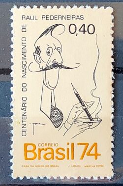 C 855 Selo Centenario Raul Pederneiras Pintor Arte 1974