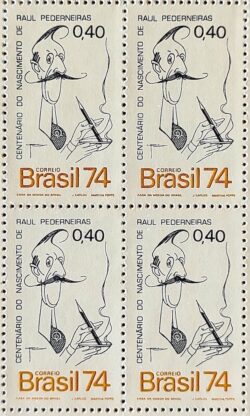 C 855 Selo Centenario Raul Pederneiras Pintor Arte 1974 Quadra