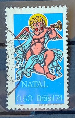 C 868 Selo Natal Religiao Anjo Barroco 1974 Circulado 2