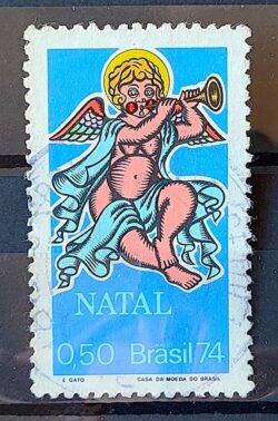 C 868 Selo Natal Religiao Anjo Barroco 1974 Circulado 3