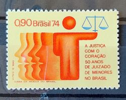 C 870 Selo Cinquentenario Juizado de Menores Direito Crianca Infantil 1974