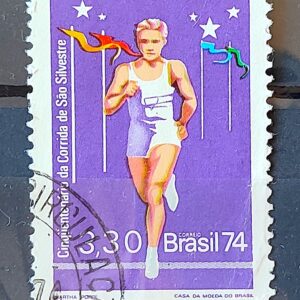 C 871 Selo Corrida de Sao Silvestre Atletismo Esporte 1974 Circulado 2