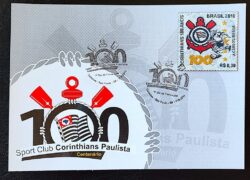 Maximo Postal Corinthians Futebol Escudo Timão Cartao Postal 2010 CBC SP Selo em Tecido 3