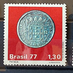 C 1002 Selo Moedas do Brasil Colonial Numismatica Vintem Pataca Dobrao 1977 Serie Completa
