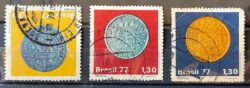 C 1002 Selo Moedas do Brasil Colonial Numismatica Vintem Pataca Dobrao 1977 Serie Completa Circulado 1