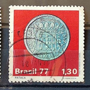 C 1002 Selo Moedas do Brasil Colonial Numismatica Vintem Pataca Dobrao 1977 Serie Completa Circulado 1