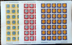 C 1002 Selo Moedas do Brasil Colonial Numismatica Vintem Pataca Dobrao 1977 Serie Completa Folha