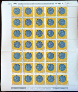 C 1002 Selo Moedas do Brasil Colonial Numismatica Vintem Pataca Dobrao 1977 Serie Completa Folha