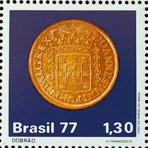 C 1004 Selo Moedas do Brasil Colonial Numismatica Dobrao 1977
