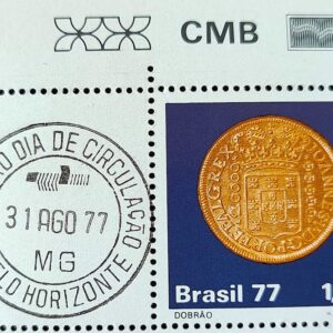 C 1004 Selo Moedas do Brasil Colonial Numismatica Dobrao 1977 CPD MG