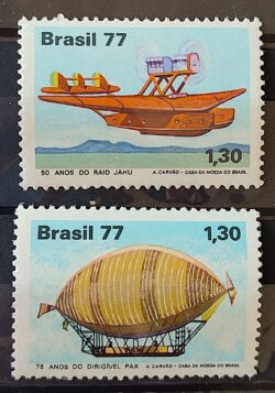 C 1009 Selo Aviacao Civil Aviao Raid Jahu Dirigivel Pax 1977 Serie Completa