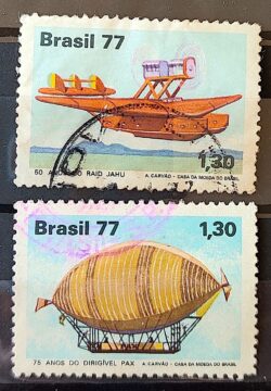 C 1009 Selo Aviacao Civil Aviao Raid Jahu Dirigivel Pax 1977 Serie Completa Circulado 1