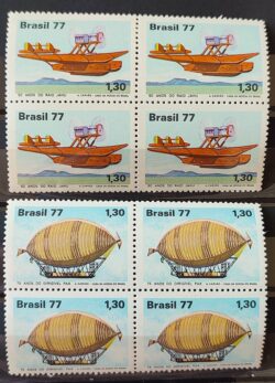 C 1009 Selo Aviacao Civil Aviao Raid Jahu Dirigivel Pax 1977 Serie Completa Quadra