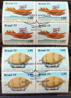 C 1009 Selo Aviacao Civil Aviao Raid Jahu Dirigivel Pax 1977 Serie Completa Quadra CBC BSB