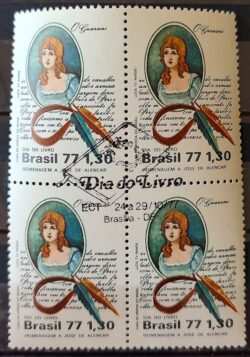 C 1011 Selo Dia do Livro Jose de Alencar Literatura 1977 CBC BSB