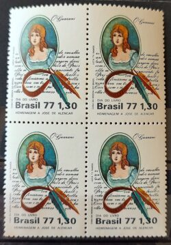 C 1011 Selo Dia do Livro Jose de Alencar Literatura 1977 Quadra