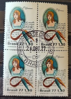 C 1011 Selo Dia do Livro Jose de Alencar Literatura 1977 Quadra CPD BSB