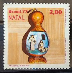 C 1014 Selo Natal Religião Presepio Anjo e Maria 1977