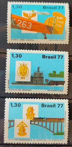 C 1020 Selo Integracao Nacional Aviao Navio Trem Transporte Militar 1977 Serie Completa