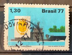 C 1021 Selo Integracao Nacional Navio Transporte Militar 1977 Circulado 1