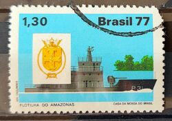 C 1021 Selo Integracao Nacional Navio Transporte Militar 1977 Circulado 2