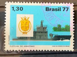 C 1021 Selo Integracao Nacional Navio Transporte Militar 1977 Circulado 3
