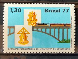 C 1022 Selo Integracao Nacional Ponte Arquitetura Trem Transporte 1977