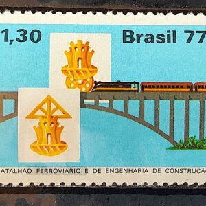 C 1022 Selo Integracao Nacional Ponte Arquitetura Trem Transporte 1977