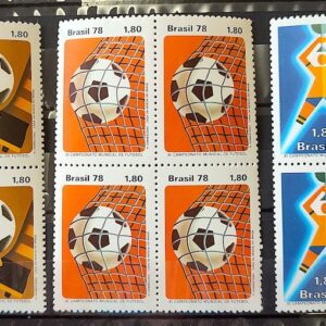 C 1030 Selo Copa do Mundo de Futebol Argentina 1978 Serie Completa Quadra