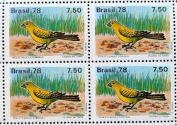 C 1036 Selo Passaros Brasileiros Fauna Ave Sicalis faveola 1978 Quadra