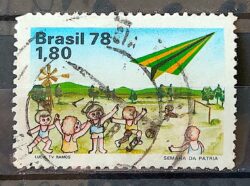 C 1049 Selo Semana da Patria Aviao Crianca 1978 Circulado 2