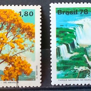 C 1052 Selo Meio Ambiente Foz do Iguacu Flora Ipe Amarelo Cataratas 1978 Serie Completa Circulado 1