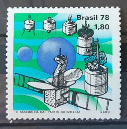 C 1054 Selo Intelsat Comunicacao Satelite 1978