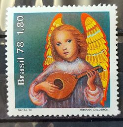 C 1071 Selo Natal Anjo Musica Instrumento Musical Alaude 1978