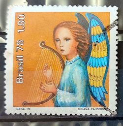 C 1072 Selo Natal Anjo Musica Instrumento Musical Lira 1978 Circulado 1