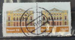 C 1076 Selo Teatros Brasileiros Arquitetura Arte Teatro da Paz 1978 Dupla Circulado 1