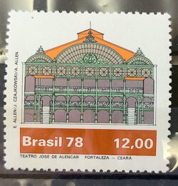 C 1077 Selo Teatros Brasileiros Arquitetura Arte Jose Alencar 1978