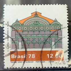 C 1077 Selo Teatros Brasileiros Arquitetura Arte Jose Alencar 1978 Circulado 1