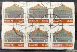 C 1077 Selo Teatros Brasileiros Arquitetura Arte Jose Alencar 1978 Sextilha Circulado 1